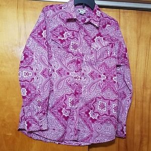 Ariat Purple Paisley Snap Button Up Size L